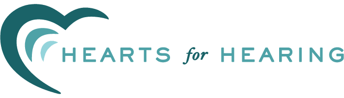 Hearts for Hearing Logo with heart-shaped logomark