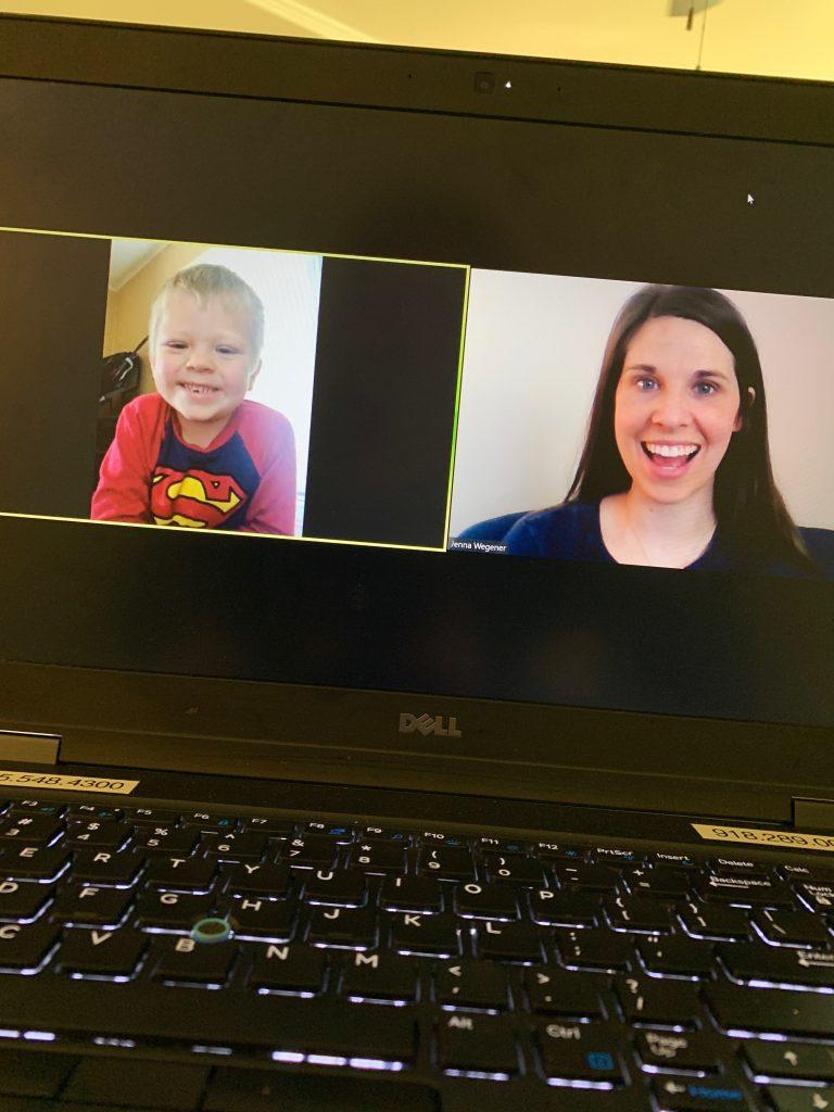 zoom meeting with adult care provider and young care recipient