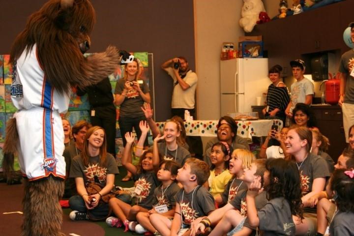 Rumble visiting camp kids