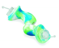 green and bright blue custom long ear plugs