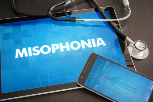 Tablet with the word misophonia.